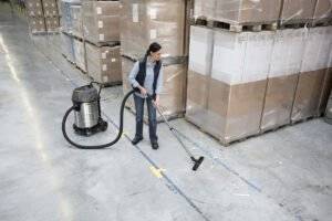Application of Kärcher NT 70/2 Me Classic Wet and Dry Vacuum Cleaner in warehouses.